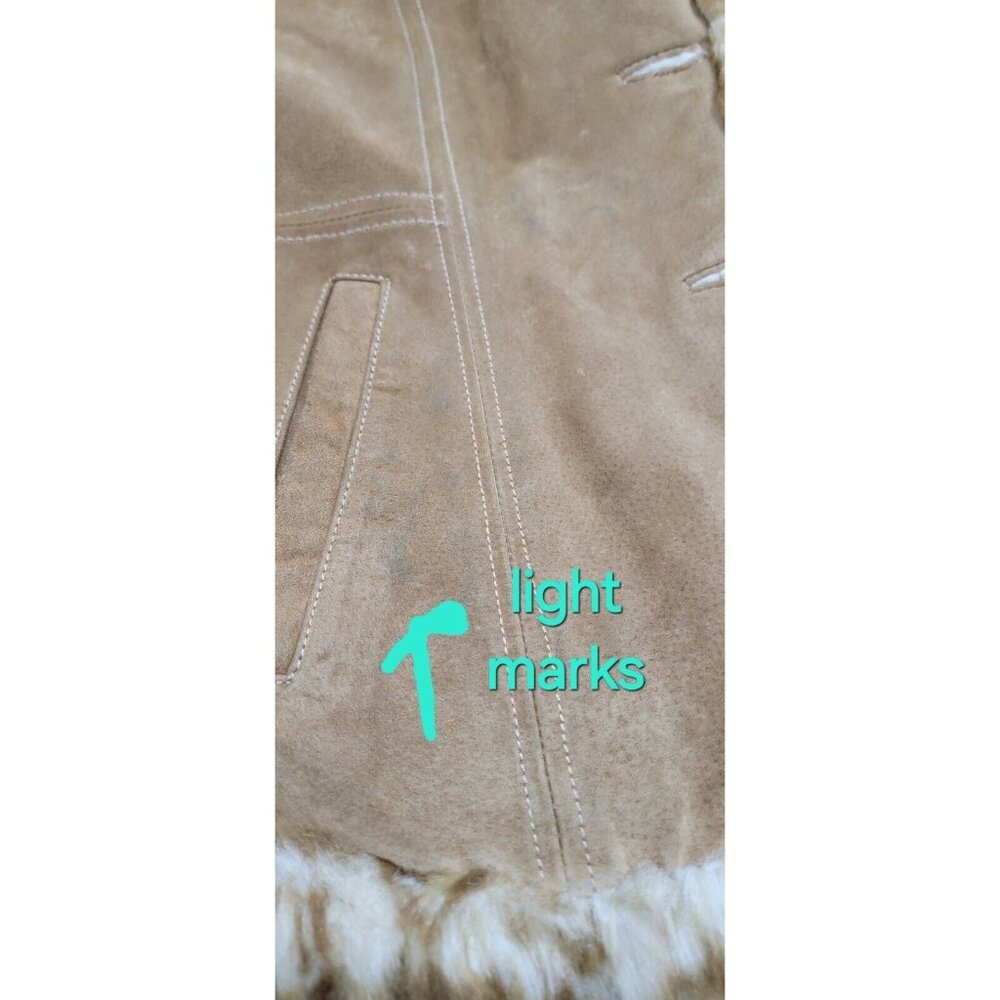 Vintage Guess Women's Genuine Leather Jacket Faux Fur Lined Long Sleeve Size L - Picture 2 of 14